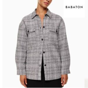 Babaton Joan Solange Tweed Shirt Jacket Shacket in Black and White